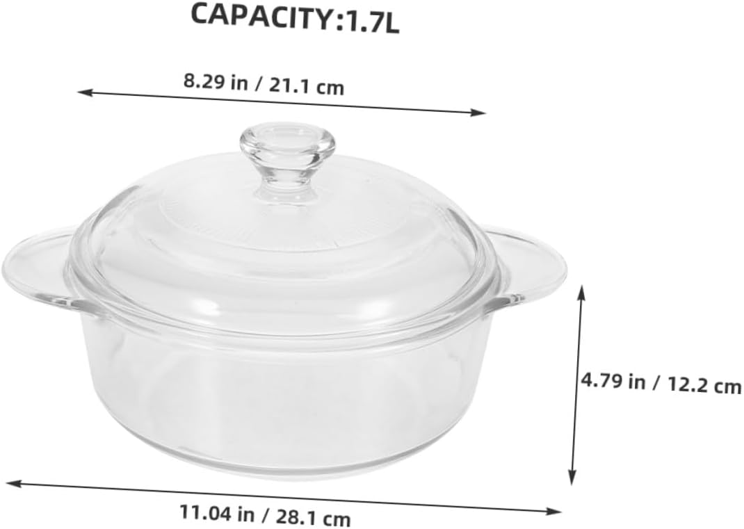 Large Glass Salad Bowl with Lid 1.7l Heat-resistant Glass Serving Bowl for Kitchen Dining and Entertaining