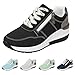Platform Sneakers for Women Wide Width Wedge Sneakers Soft Non Slip Shoes Slip On Lightweight Walking Shoes Fashion Air Cushion Comfortable Footwear Side Zipper Hidden Heel Low-Top Sneaker