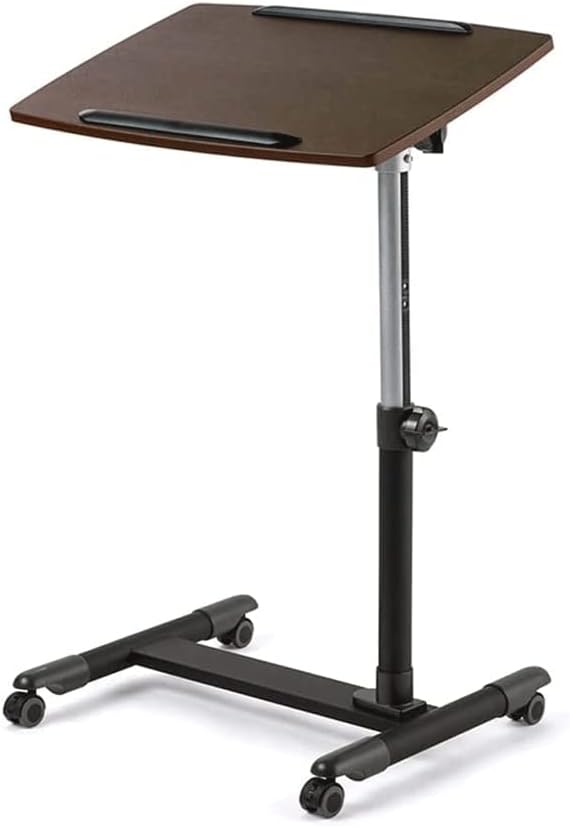 Overbed Table with Lockable WheelsHeight Adjustable Portable Bedside Table Rolling Laptop Desk Cart for Home Office