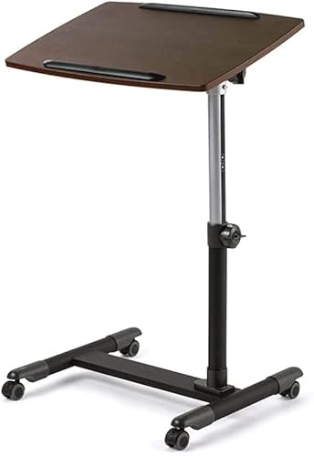 POCHY Mesa neumática para colocar sobre la cama con ruedas bloqueables, altura ajustable, mesa de noche portátil con ruedas para computadora
