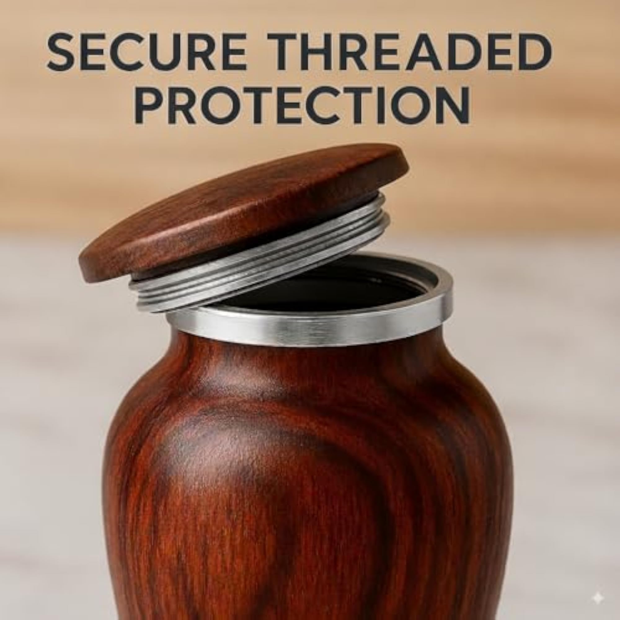 Small Keepsake Urn for Human Ashes - Cherry Wood Appearance