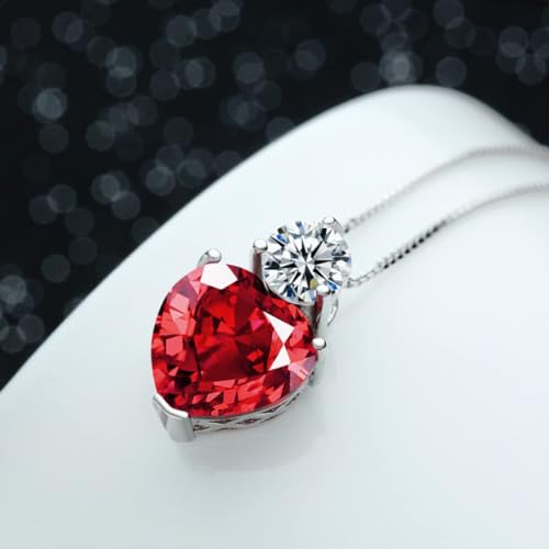 Collier avec pendentif en forme de cœur rouge brillant - 4