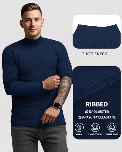 MANGOPOP Men's Mock Turtleneck Long Sleeve Shirts Thermal Undershirts Pullover Sweaters with Ribbed Fall Fashion 20254