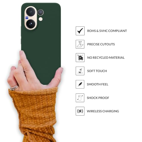 Image of SPRIG Compatible with Vivo V60 Premium SilkTone Liquid Silicone Back Cover Drop Tested Shock Proof Mobile Case for Men, Women, Boys and Girls with Camera Protection (Dark Green)