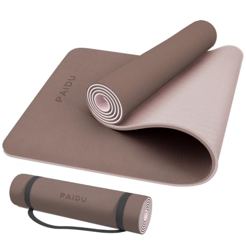Image of PAIDU POE Yoga Mat （10mm）Extra Thick Fitness Mat 72 inchx24 inch with Carry Strap | Non-slip, tear-resistant and suitable for all ages, perfect for yoga, Pilates, home gym and full-body workouts.