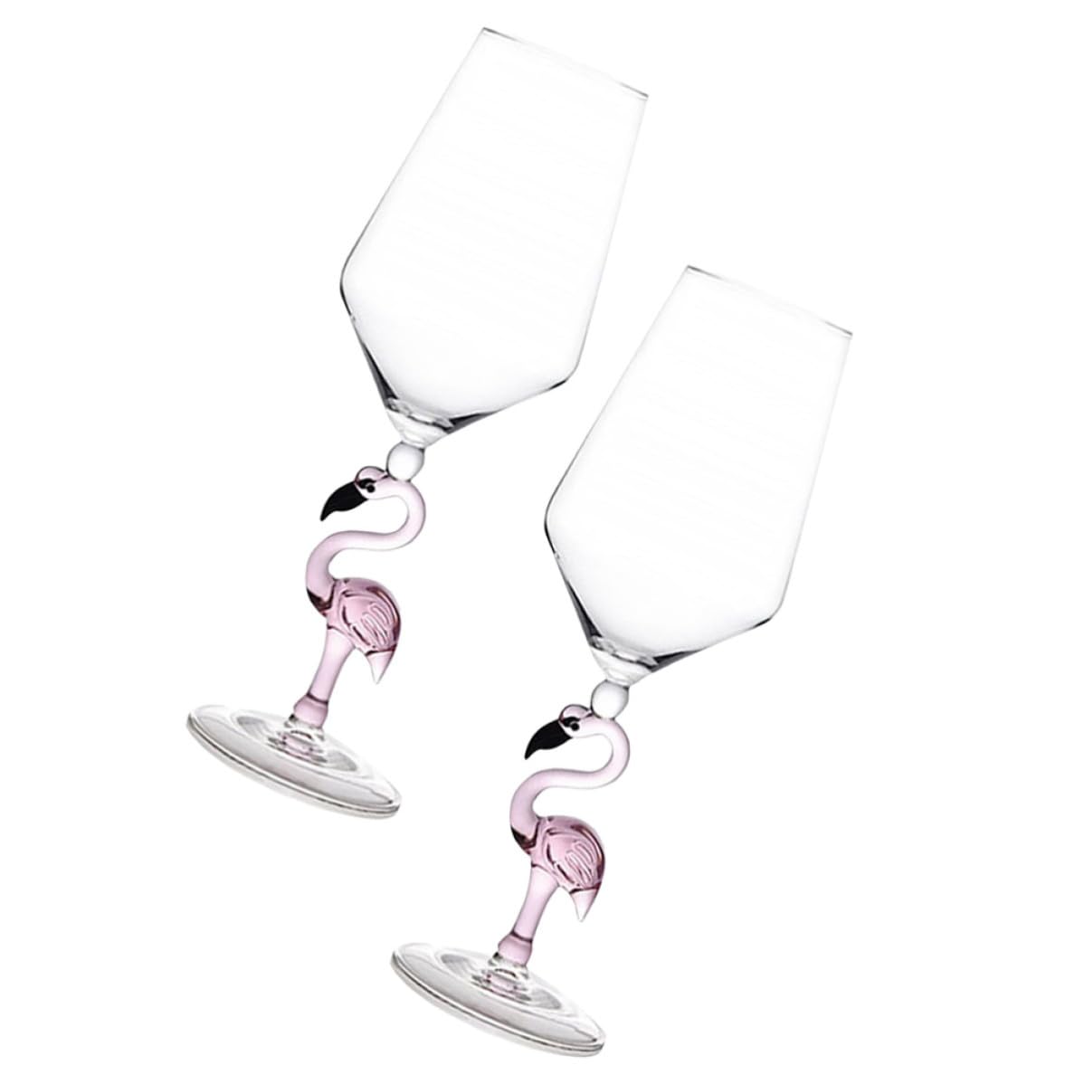 TOPPERFUN Flamingo Weinglas 2 Stück 330 ml Glas für Party, rotes Weinglas und Bordeauxglas, hochfußig, verschleißfest