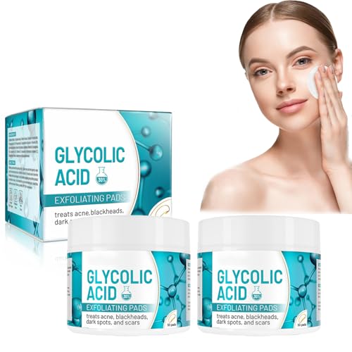 Tkekruh 2PC Almohadillas Exfoliantes De Ácido Glicólico, Suero de ácido Salicílico, Almohadilla Facial, Limpiar Los Poros, Minimizador, Eliminar El Acné y Diluir Las Manchas, Serum Hydration