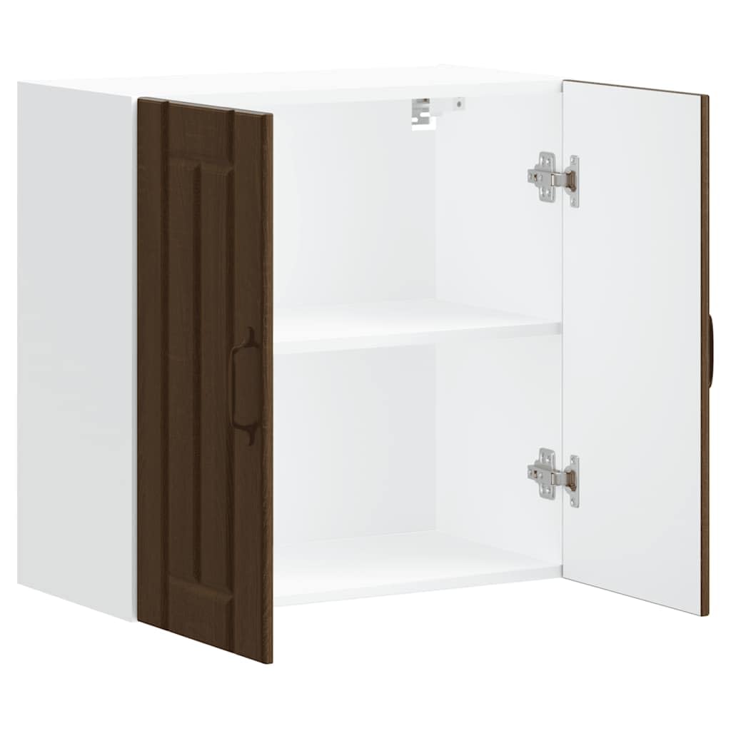 Küchen-Hängeschrank Lucca in Braun Eichen-Optik aus Holzwerkstoff, 60 x 31 x 60 cm, mit viel Stauraum, Glastüren und Wandmontage für Geschirr, Töpfe, Teller und Küchenzubehör