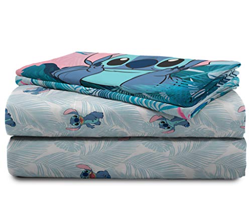 Image of Jay Franco Kids Sheet Set with Fitted, Flat Sheets & Pillow Cover - Ultra-Soft Bedding with Pillowcase for Room Decor, Teal - Lilo & Stitch, 4 Piece Full