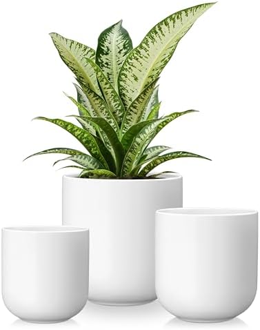 vancasso Ceramic Plant Pots, 4+5+6 inches, Set of 3, Planters wit...