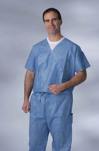Medline Disposable Unisex Scrub Pants with Drawstring Waist, Size 2XL, Blue, Case of 30
