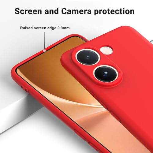 Image of Back Cover for Vivo V60e 5G | Full Camera Protection | Premium Liquid Silicon Case | Flexible Bumper Case for Vivo V60e 5G (Red)