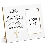 Tauf-Bilderrahmen, Taufgeschenke, Taufgeschenk für Jungen, Mädchen, Erstkommunionsgeschenke, May God Bless You Today and Always Holz-Bilderrahmen, Foto 10,2 x 15,2 cm