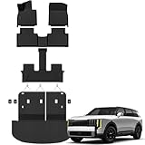 Auxko All Weather Floor Mats Cargo Mat with Backrest Mat for Kia Telluride 2027 (Gasoline Not for Hybrid) 7&8 Seater TPE Accessories Odorless Floor Liner Trunk Liner with Back Seat Protector