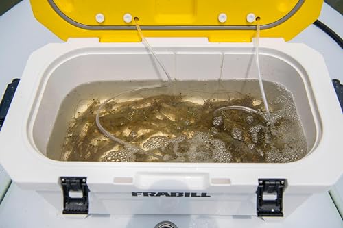Image of Frabill Magnum Bait Station 30 | 30 Quart Bait Cooler with Dual Aeration, White and Yellow
