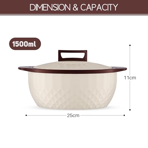 Image of Trueware Eternity Inner Steel Insulated 1500 ML Thermoware Casserole | BPA Free | Odour Proof | Food Grade | Easy to Carry | Serving | Curd Maker | Hot Pot