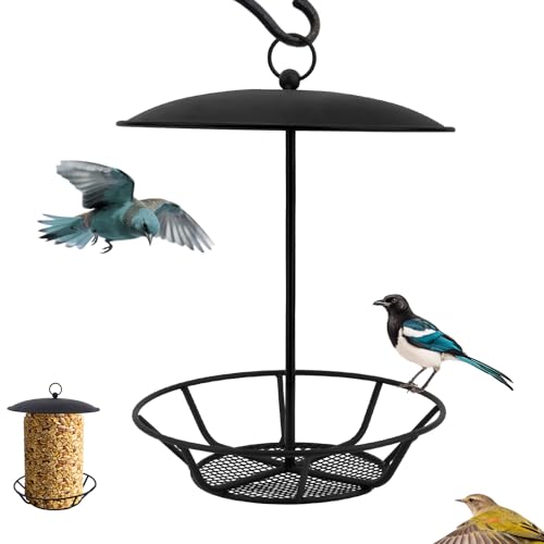 Cylinder Bird Feeder for Outdoor Metal Large Suet Cake Holder S-6-2 Seed Cake Feeder for Hanging Outside Garden Yard & Wild Birds