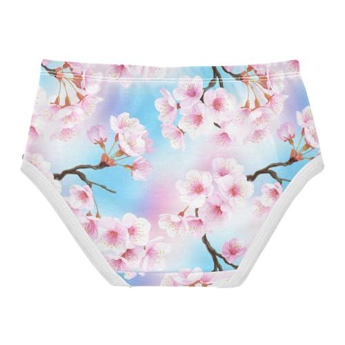 Joisal Aesthetic Toddler Girls Underwear 2t Cotton Little Girl Panties Cherry Blossoms Pink Blue Underpants Briefs2