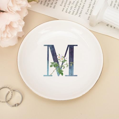 Plat à bijoux pour collier et boucles d'oreilles avec monogramme M