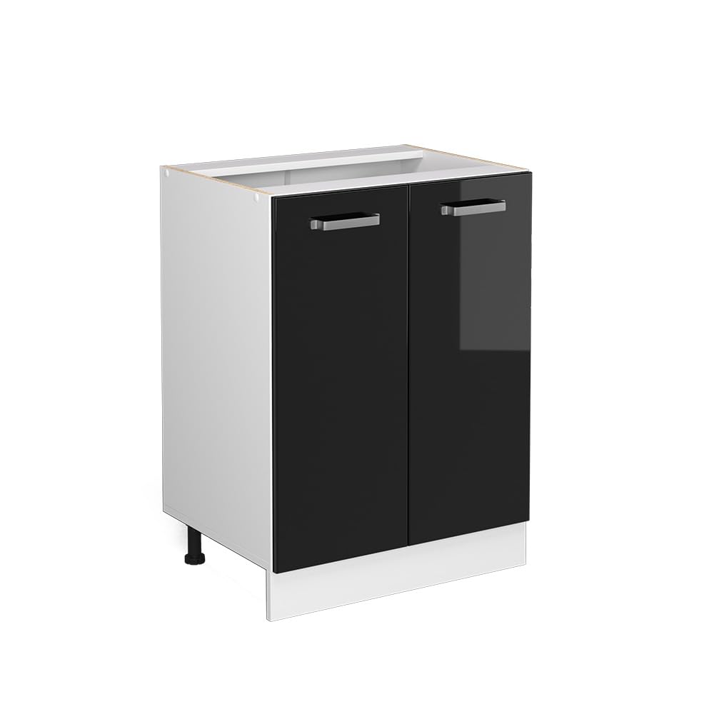 Vicco Mueble bajo de Cocina R-Line, Negro Brillo Intenso, 60 cm | sin encimera, para combinación libre dentro de sistemas de cocina modulares