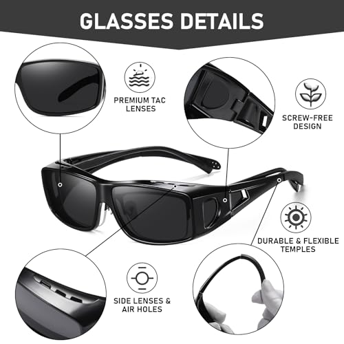Wzerry Sunglasses Fit Over Glasses Polarized for Men Women, Wrap-Around Glasses UV400 Protection for Driving and Outdoor3