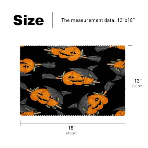 Set de table citrouille Halloween lavable tissu résistant chaleur - 6