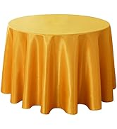 ZSJFMF Satin 120 Inch Round Tablecloth, Satin Table Cloth Overlay Bright Silk Fabric Table Cover ...