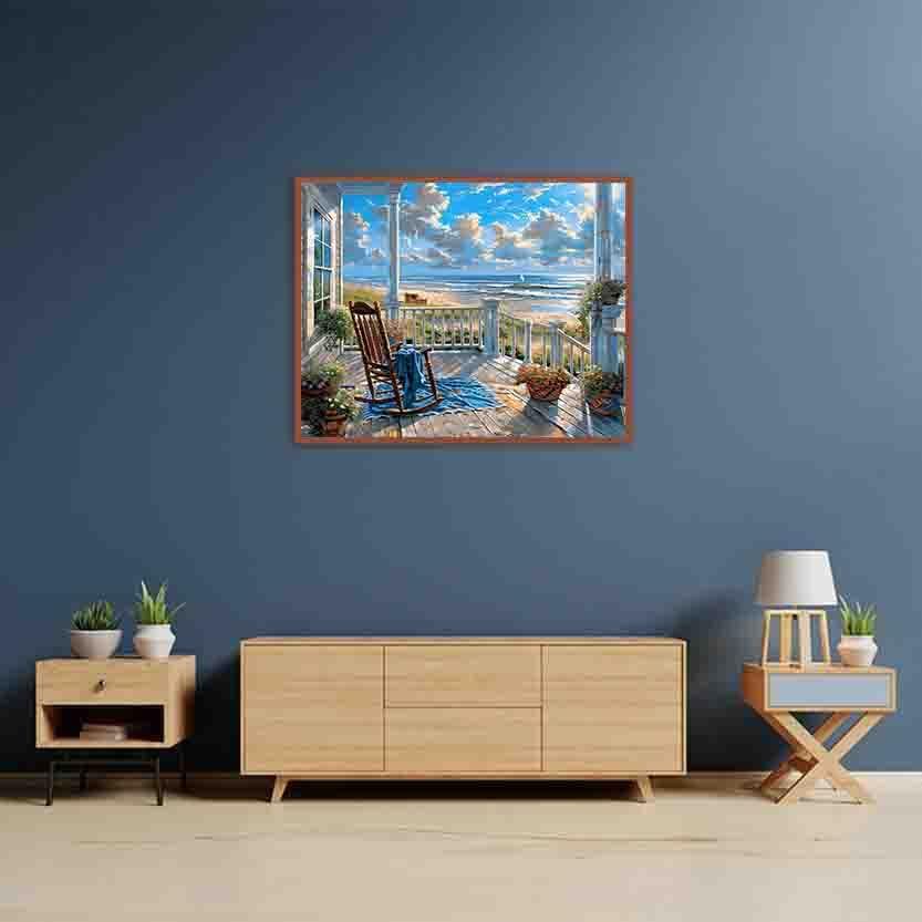 Image of Landscape Cross Stitch Kits for Adults Beginner,Beach Counted Cross Stitch Kits Printed Stitching Cute Patterns Dimensions Needlepoint Art Crafts Embroidery Kits for Adults Beginners (15.7x11.8 inch)