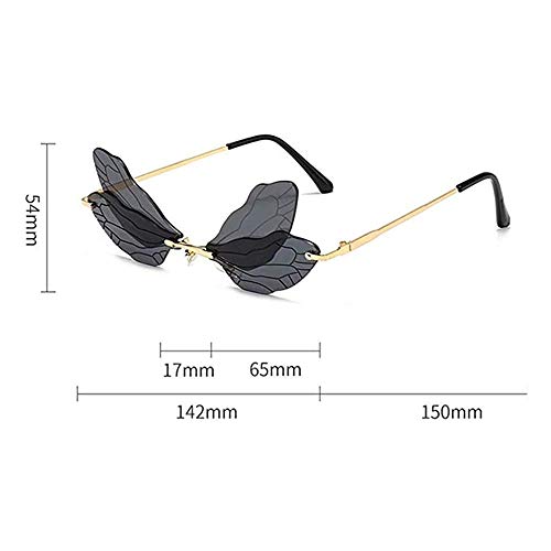 Dragonfly shaped Rimless Sunglasses for Women Vintage Metal Frameless Butterfly Glasses for party Streetwear eyewear4