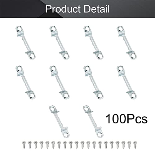 Image of MroMax 100PCS Sawtooth Picture Hangers Iron Picture Hangers 1.69 inch x 0.31 inch Double Hole Picture Frames Hangers for Hanging Clock Paintings Artwork Picture Frame Hook Photos Silver