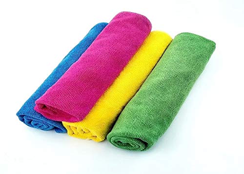 SKAPSKAP® Microfiber Cloth(Multicolor) Thick Lint & Streak-Free Multipurpose Cloths Automotive Microfibre Towels for Car Bike Cleaning, Polishing & Detailing- 34x34 Cms, 3 Piece Towel Set, 340GSM