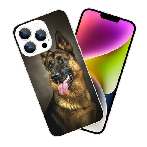 HUIYUEKUAI Compatible with iPhone 16 Pro Max Case, Mighty Loyal Dog German Shepherd Dog iPhone Case Protection Shockproof TPU Clear Case Cover for Men & Women Cases