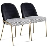 ✔【Vintage-Houndstooth】Das Leben kann nicht so bleiben wie es ist, wir müssen uns verändern. Mit den klassischen Houndstooth Sitzmöbeln ist es, als würde man sich in eine moderne Zeit zurückversetzen und eine köstliche Mahlzeit mit dem Surren eines Grammophons genießen. Die goldenen Stuhlbeine, die elegant in Szene gesetzt sind, machen selbst das Essen zu einem Ritual.