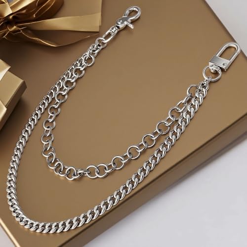 Image of Pants Chain for Men Women,Double Wallet Chain | Stainless Steel Chain for wallet,Heavy Duty Biker Pocket Chains and Jeans