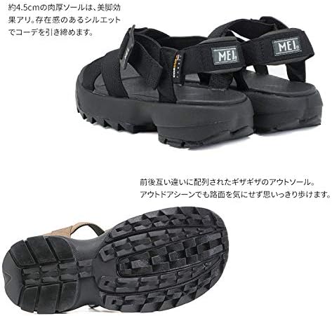 Amazon セレブル メイ Mei エムイーアイ スポーツサンダル レディース 厚底 軽量 レジャー アウトドア おしゃれ M ブラック スポーツサンダル