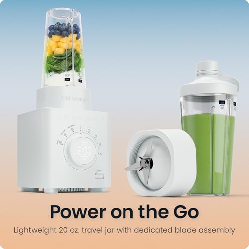 Chefman Obliterator 48 oz Countertop Blender for Smoothies, 1380W Motor to Crush Ice, Nuts, and Frozen Fruit with Stainless Steel Blade, Auto Blend Function, Includes 20 oz Travel Jar - image 8