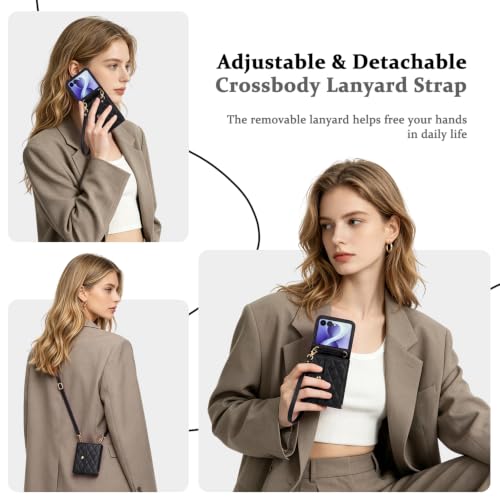 XIMAND for Samsung Galaxy Z Flip 8 Wallet Case Card Slots Crossbody Strap by XIMAND - Used condition - Image 3