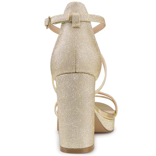 Image of CELLENZ Women Strappy Platform Heels: 3.4 Inch Chunky Heeled Sandals, Comfortable Sexy Block High Heels, for Prom Party Bridal Wedding Black White Silver Nude Dressy Shoes