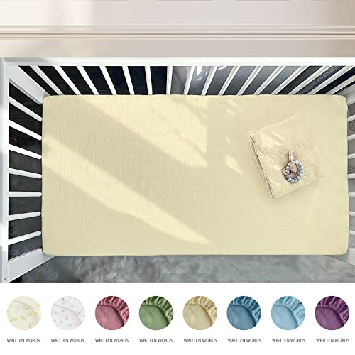 Witeasy Muslin Crib Sheets For Girls And Boys, Muslin Cotton Fitted Baby Crib Sheet For Standard Crib Mattress (Almond Milk) #TOP3