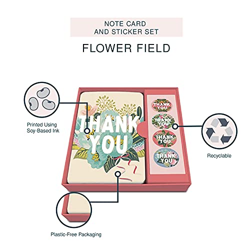 Image of Studio Oh! Note Card and Sticker Set Available in 6 Designs, Thank You, Flower Field, Box of 12 (87214)