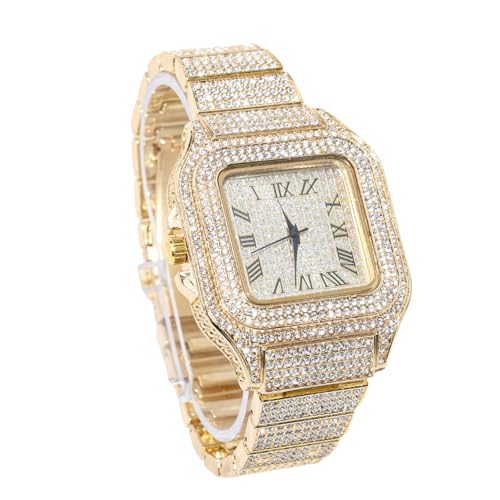 genkigold Gold Diamond Watch for Men - 40mm Roman Numerals