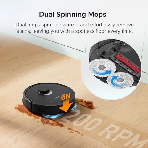 roborock Qrevo Robot Vacuum and Mop, Auto-Drying, Auto Mop Washing, Dual Spinning Mops, Auto Mop Lifting, Self-Refilling, Self-Emptying, Reactive Tech Obstacle Avoidance, 5500Pa Suction, Black 6 roborock Qrevo Robot Vacuum and Mop, Auto-Drying, Auto Mop Washing, Dual Spinning Mops, Auto Mop Lifting, Self-Refilling, Self-Emptying, Reactive Tech Obstacle Avoidance, 5500Pa Suction, Black - Image 4