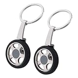 Giftana Tyre Keychain Pack of 2, Tyre Keychain for Bike, Silver Keyring for Men and Women, Key chain Gifts for Husband, Brother, Father (Black)