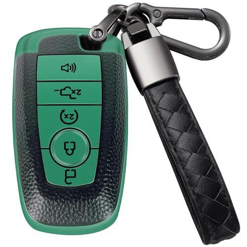 Coque de clé de voiture avec porte-clés Ford vert pour Maverick Fusion Edge