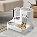 ShengQuanHao Automatic Cat Feeder and Water Dispenser. Automatic Pet Feeder. Convenient Detachable Food Bowl for Small Dogs, White
