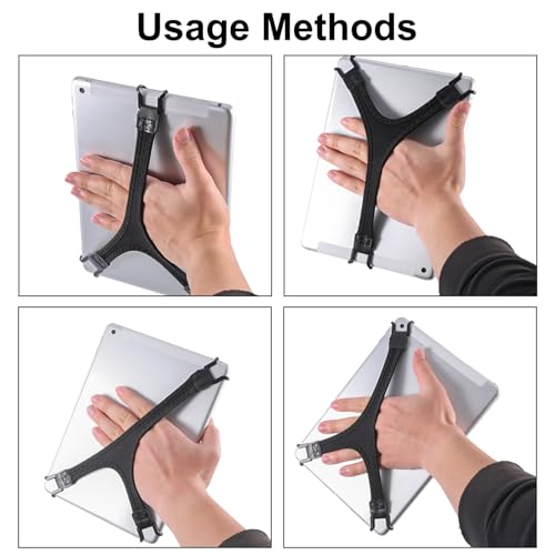 Gosknor Sicherheit Tablet Handschlaufe, Tablet Griffhalter Fingergriff Kompatibel mit iPad Air/iPad Pro 9-10,5 Zoll/Samsung Galaxy Tab 10,1 Zoll/Tab S 10,5 (Schwarz)