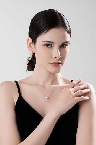 freshwater pearl necklace，silver pearl necklace jewelry，18 + 2 Inch Adjustable 925 silver Chain， white pearl necklace for women Preferred Token2