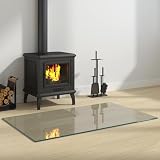 100x60 cm Kamin Hartglasplatte transparent Bodenschutz hitzebeständig bis 200°C abgeschrägte Kante poliert Tragfähigkeit 250 kg leicht