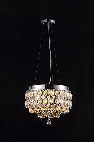 Image of tu casa Silver Finish 6 Light Round Small Crystals Chandelier SL2168 (Bulb not Included)