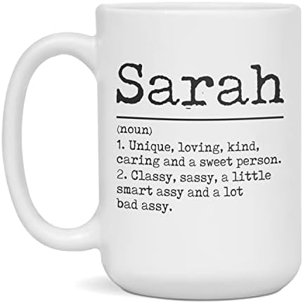 Sarah Coffee mug name meaning definition smart assy funny Gift, 15-Ounce White image 4